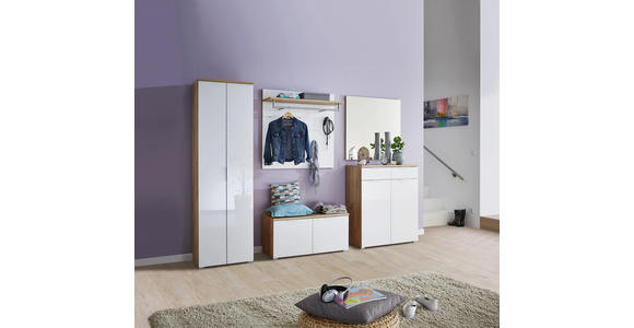 SCHUHSCHRANK 89/105/40 cm - Eichefarben/Silberfarben, Design, Glas/Holzwerkstoff (89/105/40cm) - Voleo