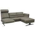ECKSOFA in Flachgewebe Grün  279-327/176-217 cm  - Schwarz/Grün, Design, Textil/Metall (279-327/176-217cm) - Dieter Knoll