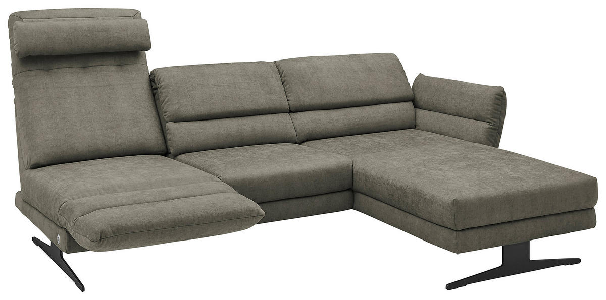 ECKSOFA in Flachgewebe Grün  - Schwarz/Grün, Design, Textil/Metall (279-327/176-217cm) - Dieter Knoll