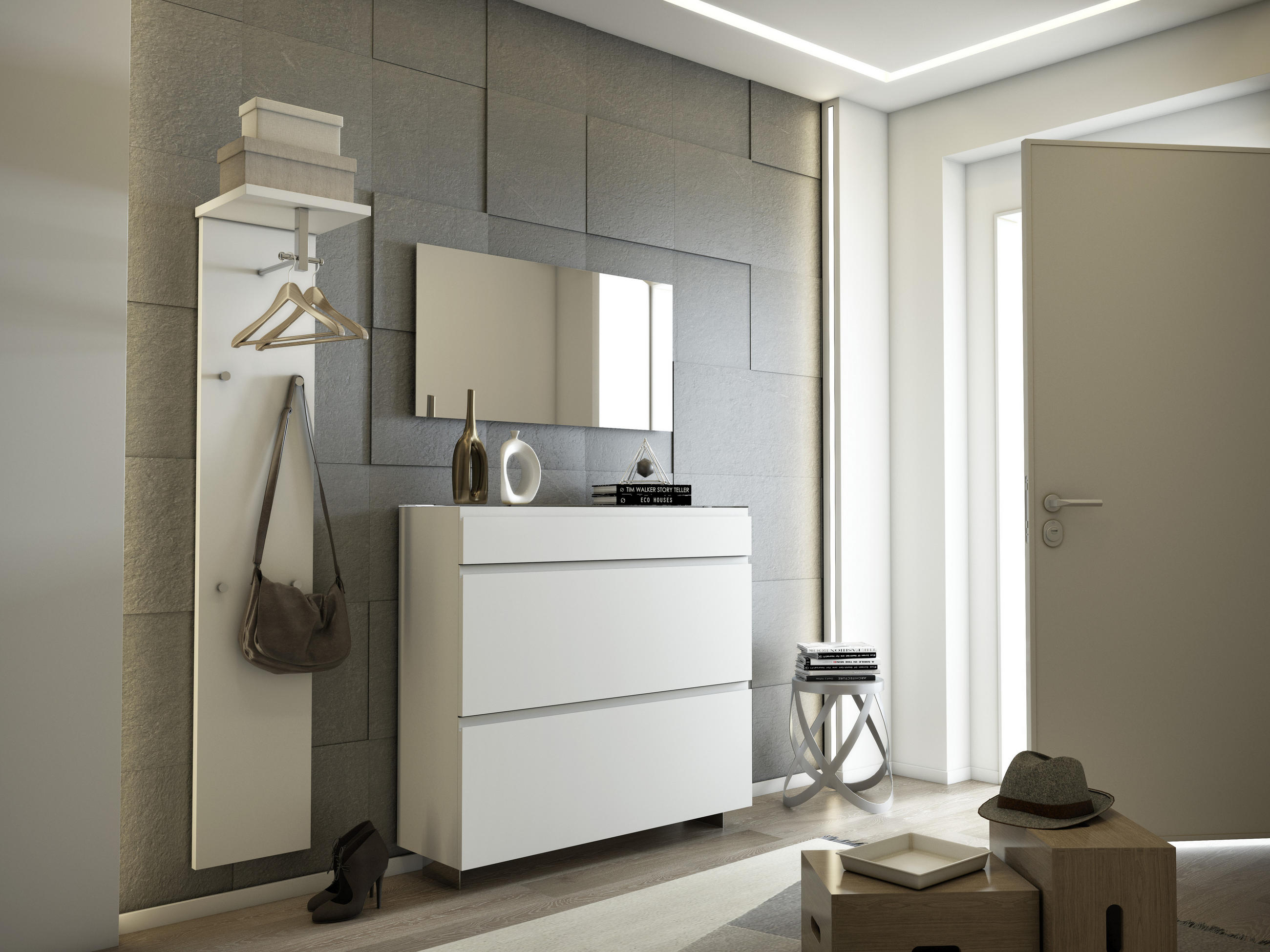 HÄNGESCHUHSCHRANK Weiß - Weiß, Design, Glas (110/96/33cm) - Moderano