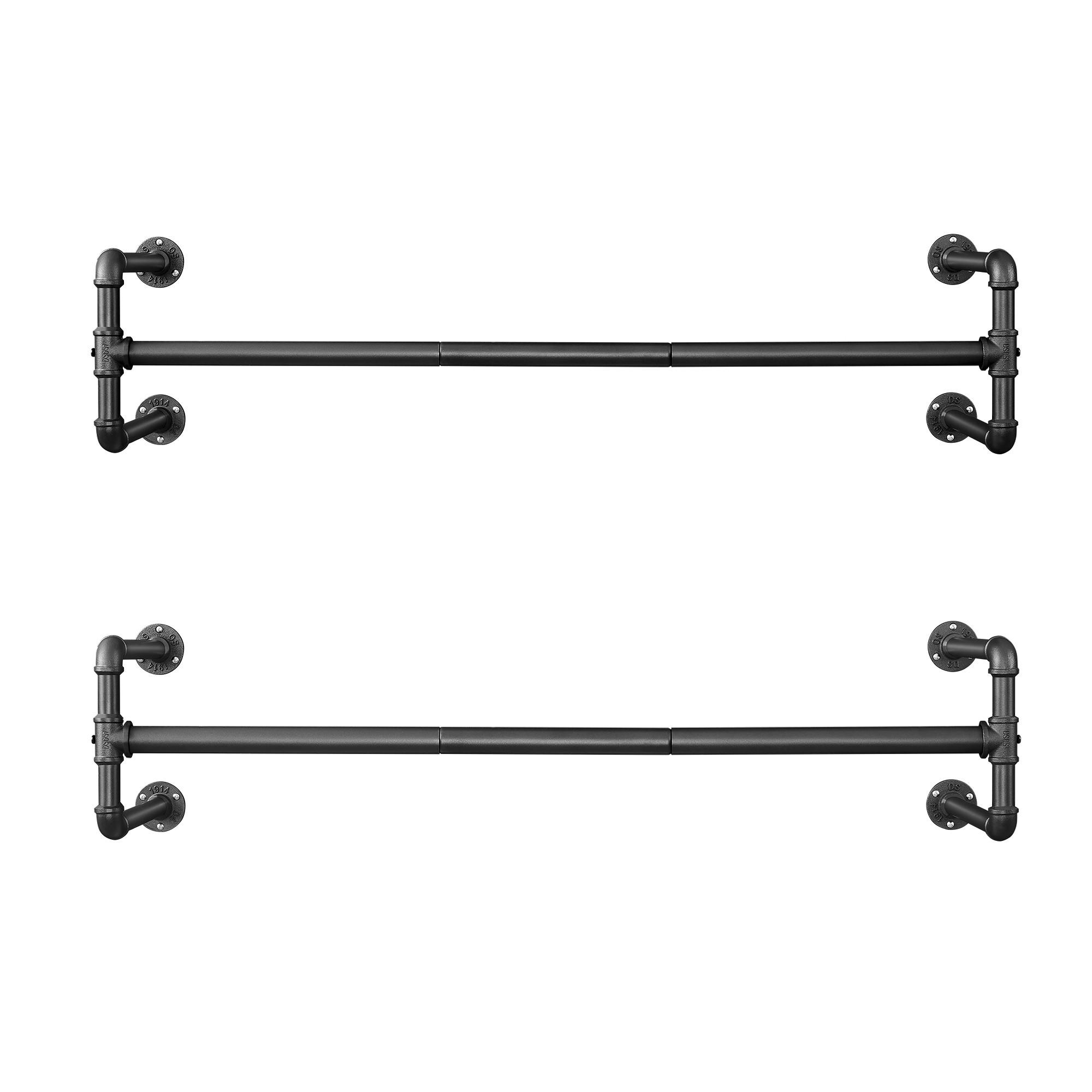 Wandgarderobe 2er Set - Schwarz, Basics, Metall (30/112cm)