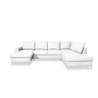 WOHNLANDSCHAFT Lederlook Weiss  - Weiss/Silberfarben, Design, Leder/Metall (148/303/197cm) - MID.YOU