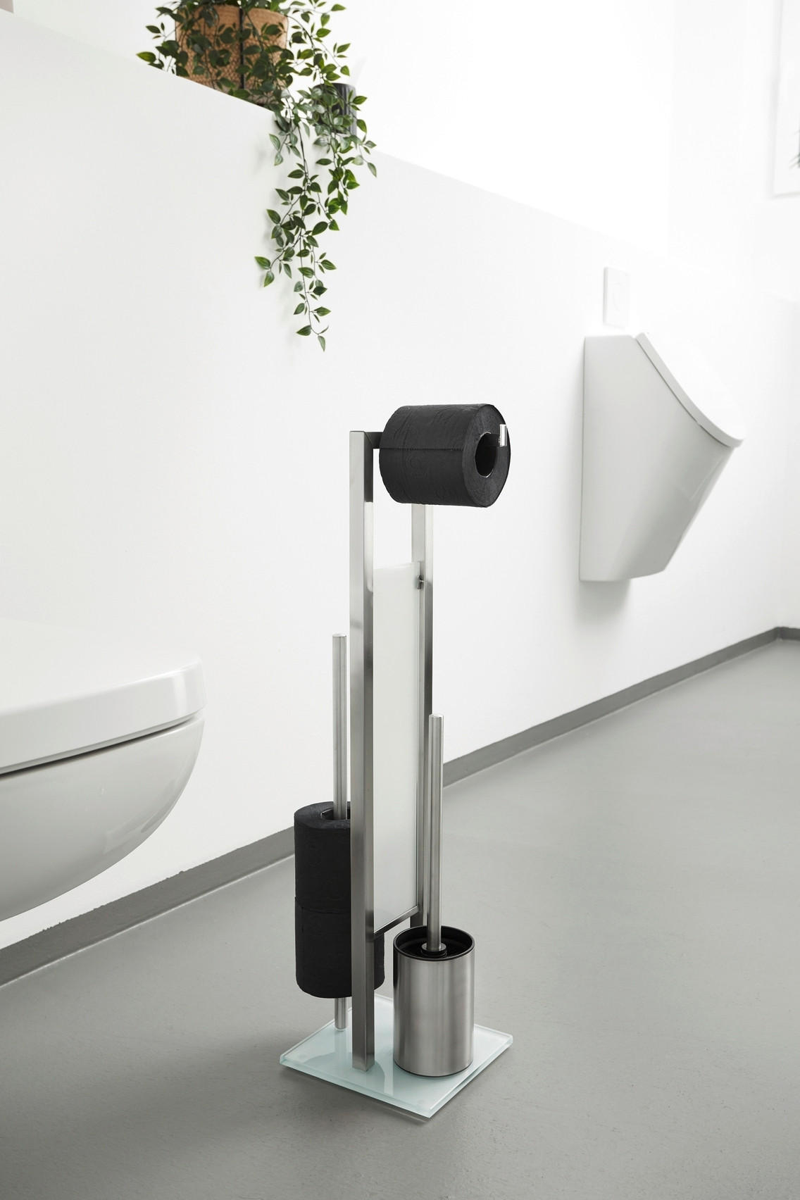 WC-BÜRSTENKOMBINATION - Edelstahlfarben/Weiß, Design, Glas/Kunststoff (18/70/23cm) - Wenko