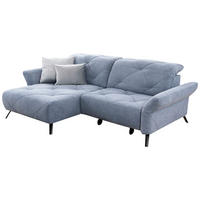 ECKSOFA in Webstoff Blau  - Blau/Schwarz, Design, Textil/Metall (173/262cm) - Moderano
