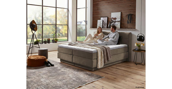 BOXSPRINGBETT 160/200 cm  in Taupe  - Taupe/Schwarz, KONVENTIONELL, Kunststoff/Textil (160/200cm) - Carryhome