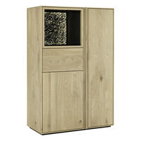 HIGHBOARD Eichefarben  83,4/128/41 cm  - Eichefarben, Natur, Glas/Leder (83,4/128/41cm) - Cassando