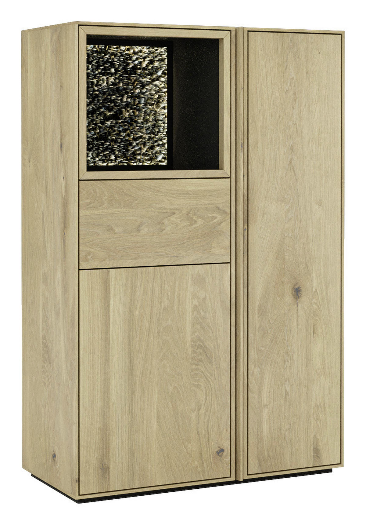 HIGHBOARD Eichefarben  83,4/128/41 cm  - Eichefarben, Natur, Glas/Leder (83,4/128/41cm) - Cassando