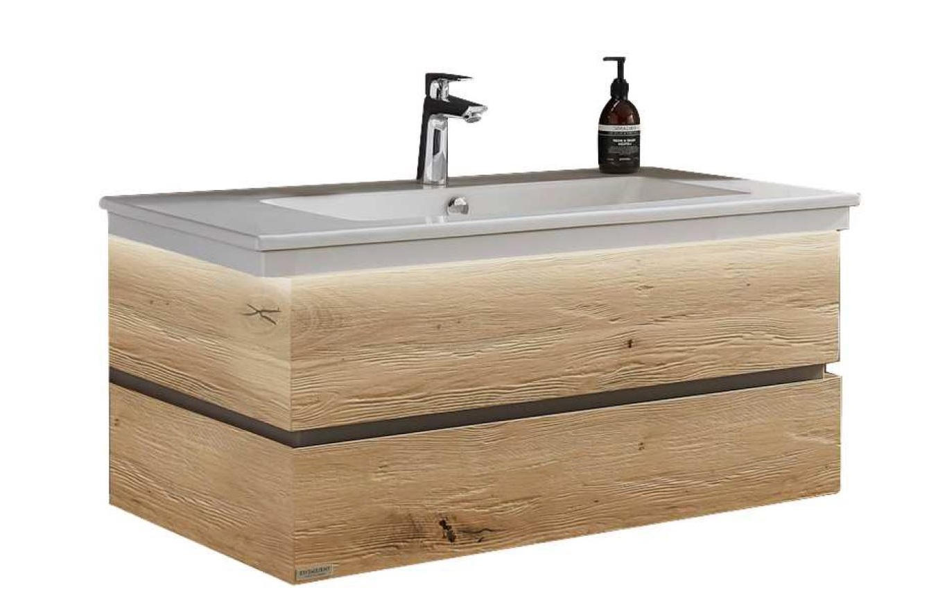 WASCHTISCHKOMBI 102 cm  - Eichefarben/Erlefarben, Natur, Holz/Keramik (102cm) - Valdera