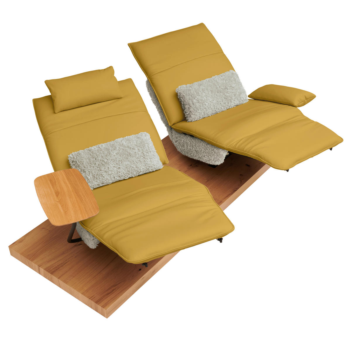 2-SITZER-SOFA  in Hochflor Echtleder Creme, Currygelb  - Currygelb/Creme, Design, Leder/Holz (240/65/104cm) - Koinor