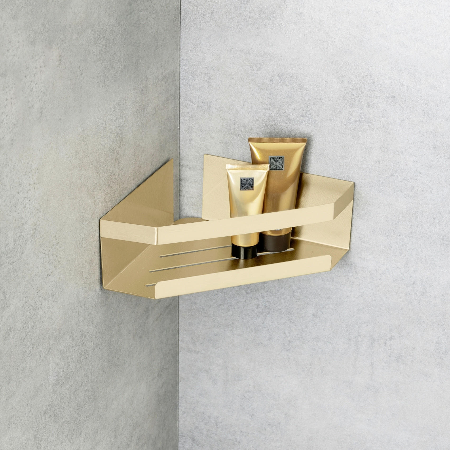 Thumbnail - Schöner Wohnen Duschablage Meleto, Gold, Metall, eckig, 28.5x8x18 cm, Badaccessoires, Duschzubehör, Duschregal