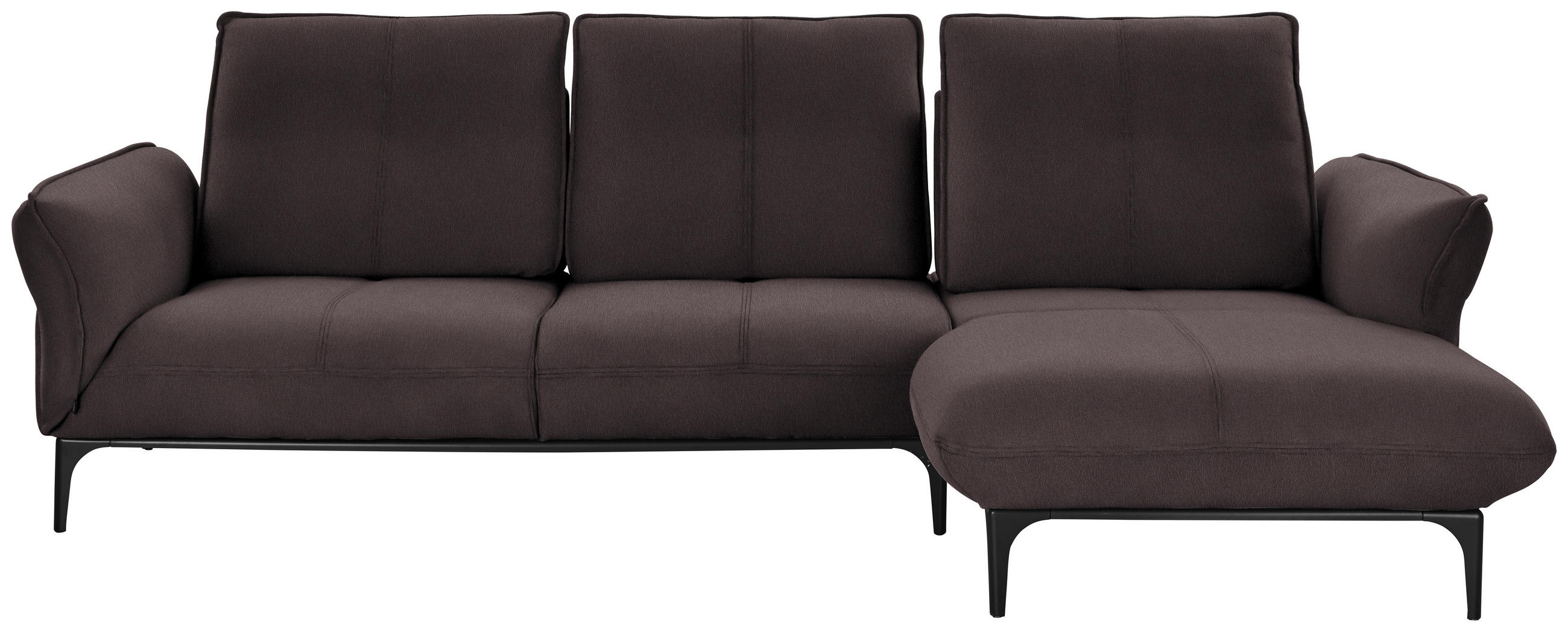 ECKSOFA in Echtleder Dunkelbraun  277/182 cm  - Dunkelbraun/Schwarz, Natur, Leder (277/182cm) - Valnatura