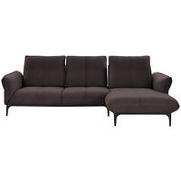 ECKSOFA in Echtleder Dunkelbraun  - Dunkelbraun/Schwarz, Natur, Leder (277/182cm) - Valnatura