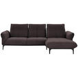 ECKSOFA in Echtleder Dunkelbraun  - Dunkelbraun/Schwarz, Natur, Leder (277/182cm) - Valnatura