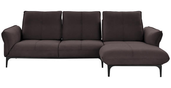 ECKSOFA in Echtleder Dunkelbraun  - Dunkelbraun/Schwarz, Natur, Leder (277/182cm) - Valnatura