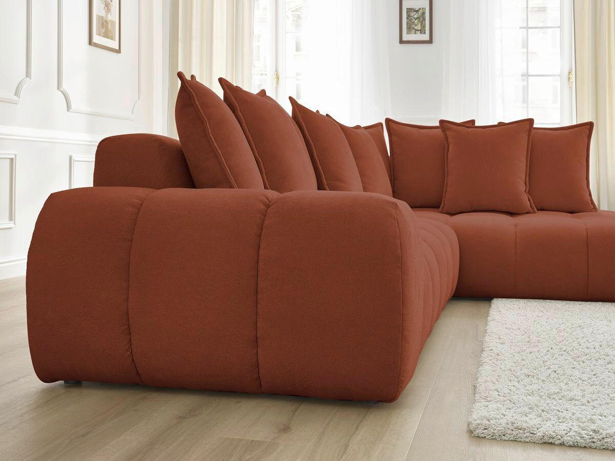 ECKSOFA Ottomane rechts  EVEREST Orange Struktur  - Schwarz/Orange, MODERN, Kunststoff/Textil (352/210cm) - Livetastic