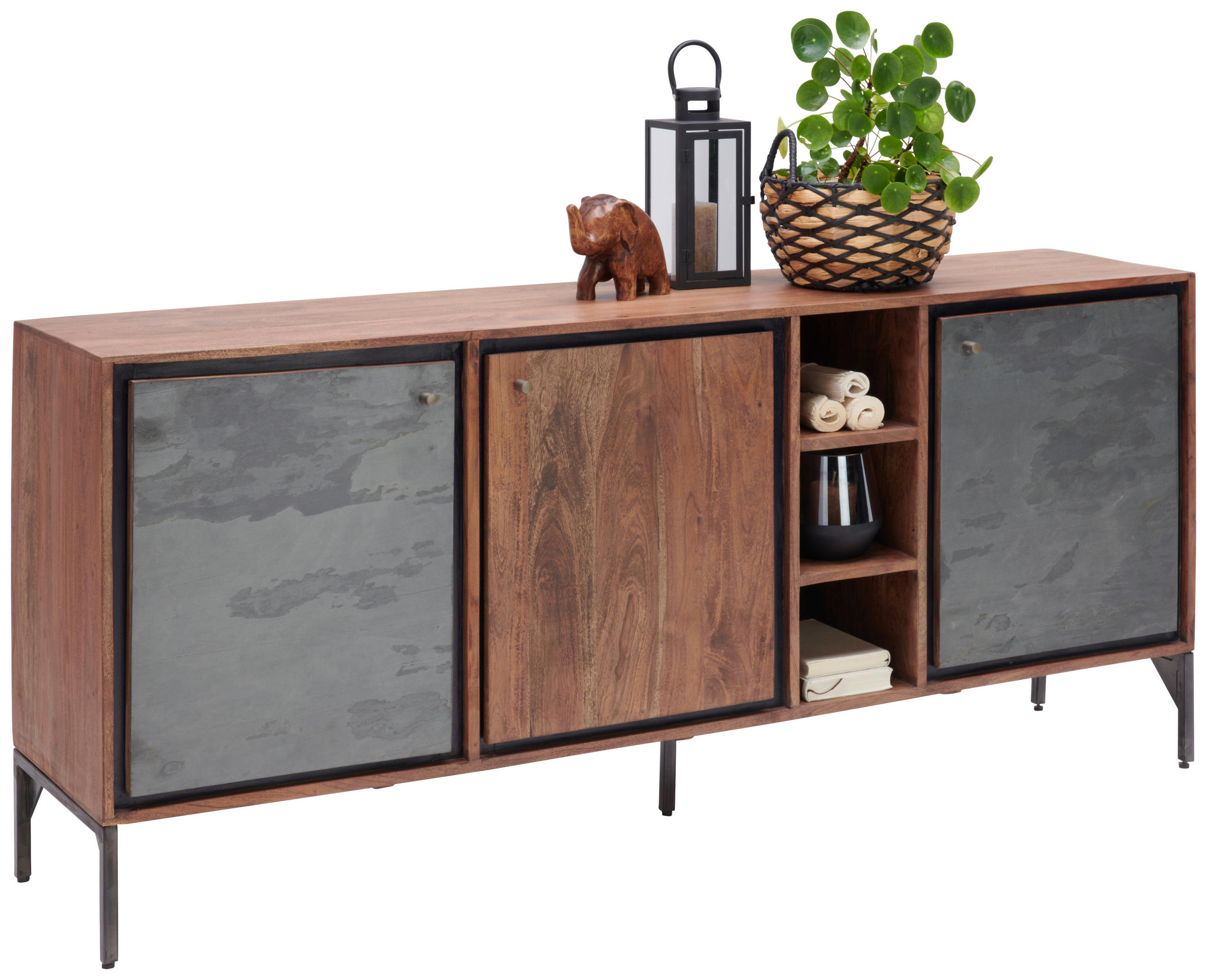 KOMODA   180/77/40 cm   smeđa  - siva/smeđa, Moderno, kamen/metal (180/77/40cm) - Livetastic