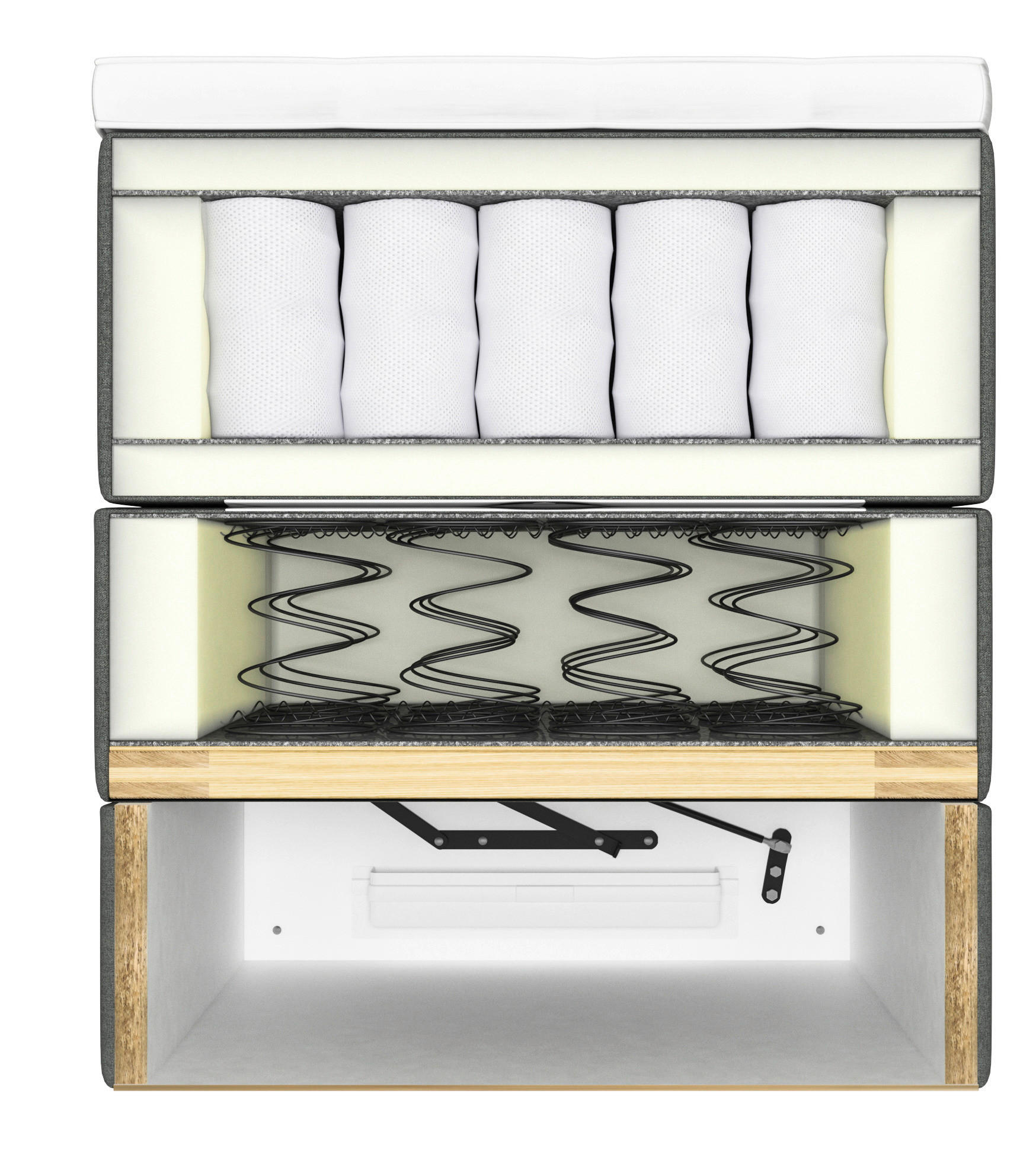 BOXSPRINGBETT 140/200 cm  in Braun, Grau  - Schwarz/Braun, Konventionell, Kunststoff/Textil (140/200cm) - Ti'me