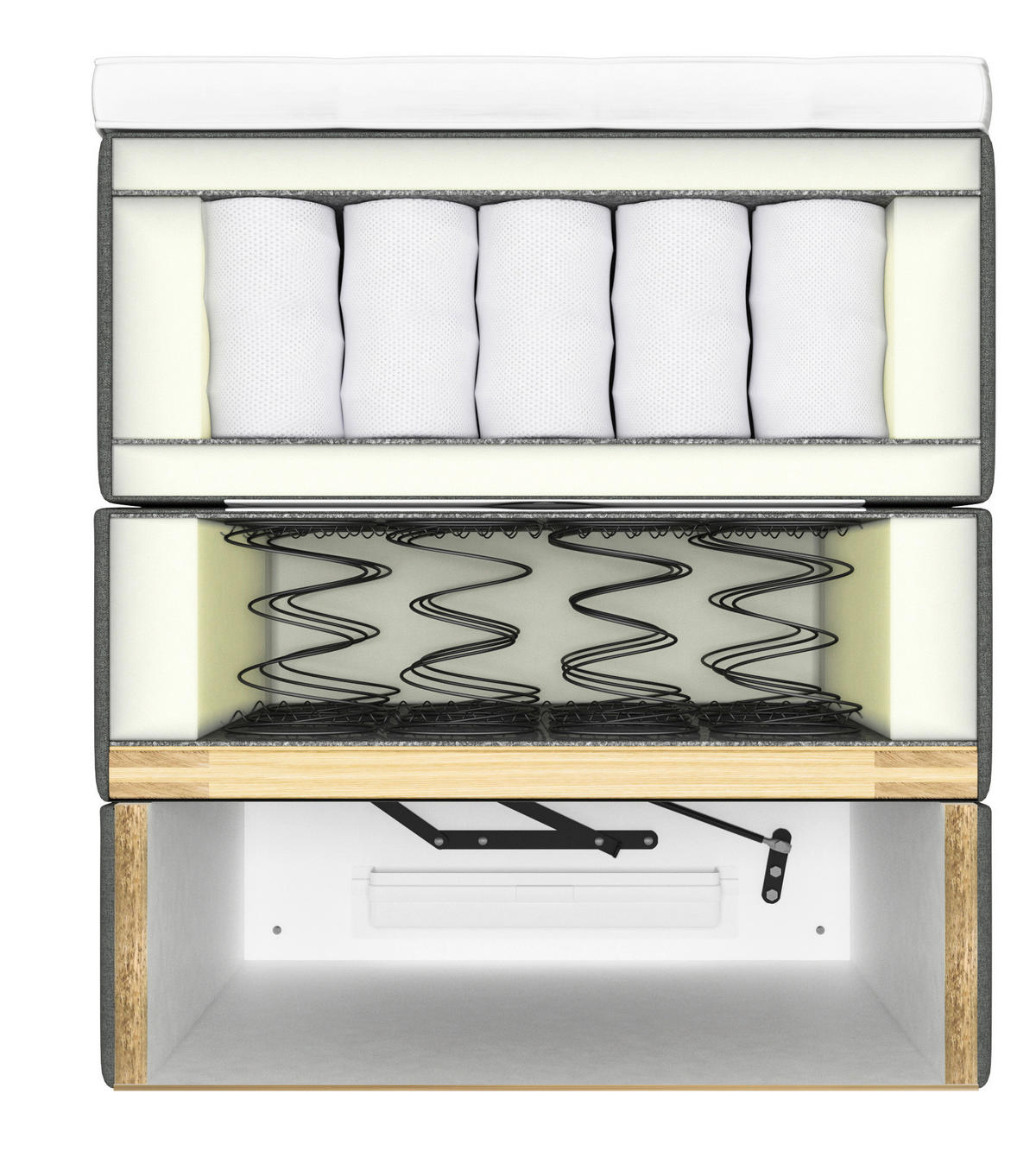 BOXSPRINGBETT 180/200 cm  in Braun, Grau  - Schwarz/Braun, KONVENTIONELL, Kunststoff/Textil (180/200cm) - Ti'me