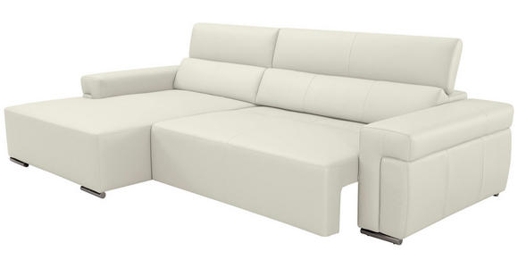 ECKSOFA DUA in Echtleder Weiß  170/293 cm  - Chromfarben/Weiß, Design, Leder/Metall (170/293cm) - Novel