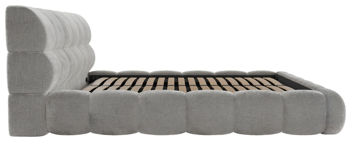 POLSTERBETT 180/200 cm,  in Hellgrau, Lattenrost, Bettkasten,  - Hellgrau/Schwarz, Design, Holz/Textil (180/200cm) - Chameo