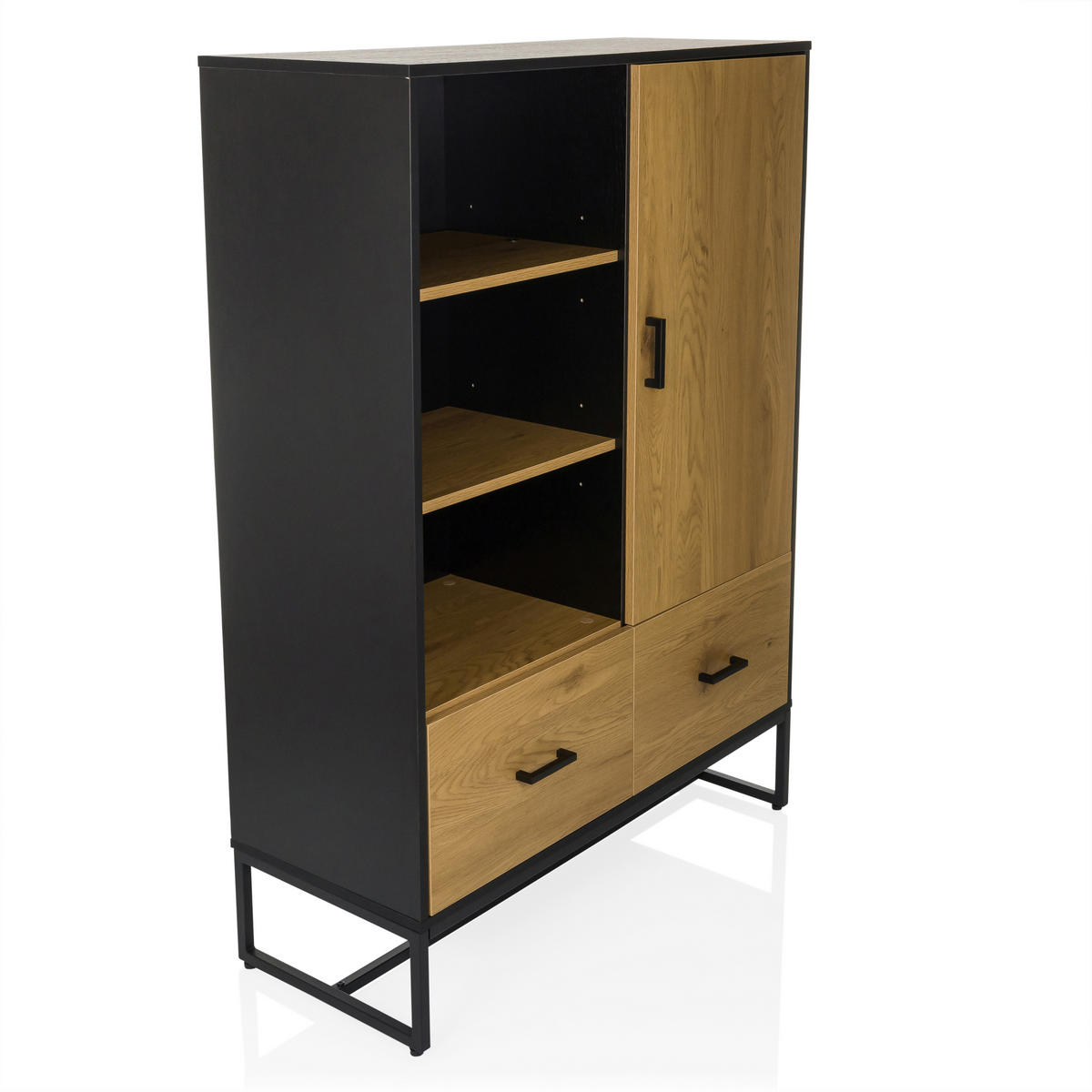 HIGHBOARD  in 100/140/40 cm  - Eichefarben/Schwarz, MODERN, Holzwerkstoff/Metall (100/140/40cm) - MID.YOU