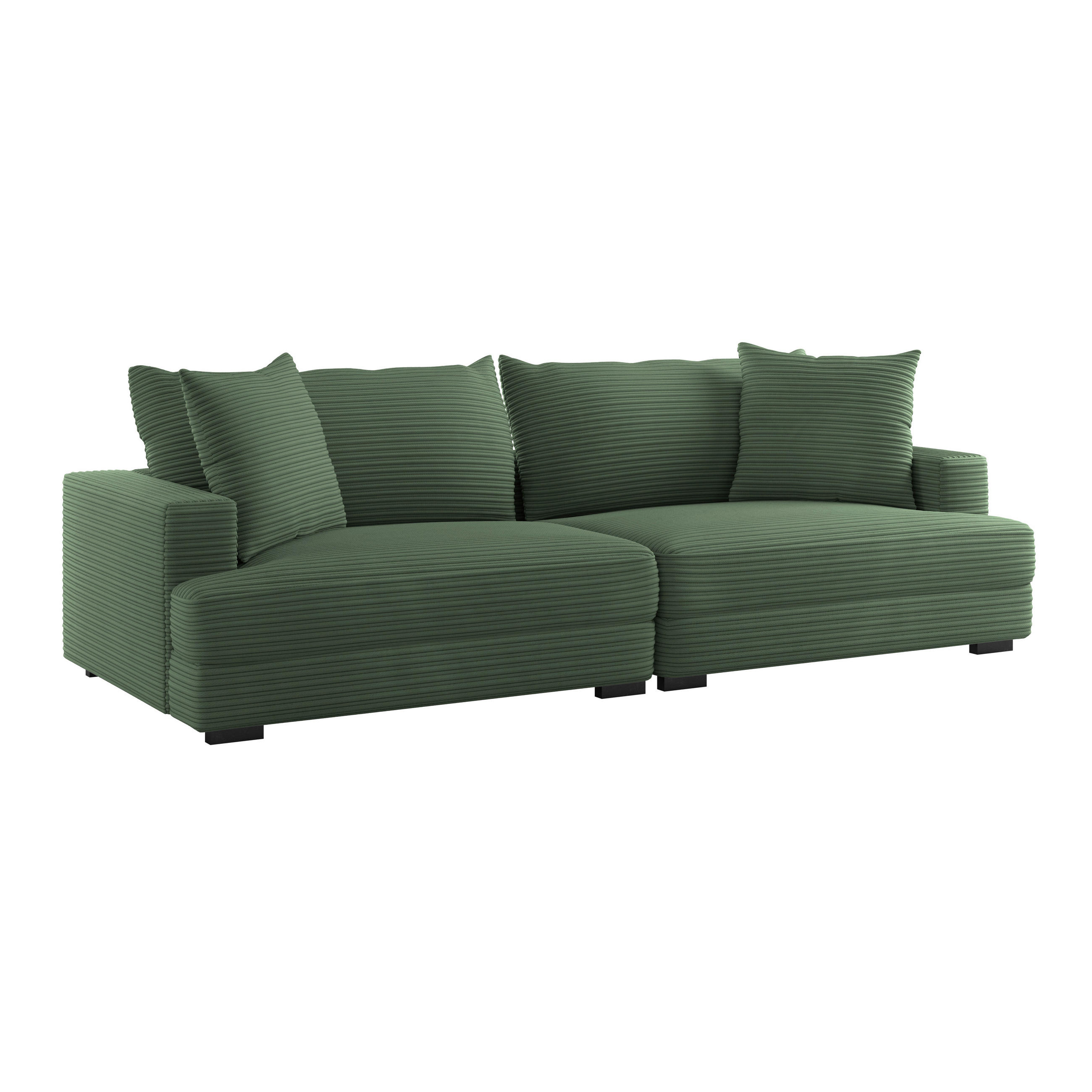 MEGASOFA Grün  - Wengefarben/Grün, Trend, Kunststoff/Textil (261/83/124cm) - Livetastic