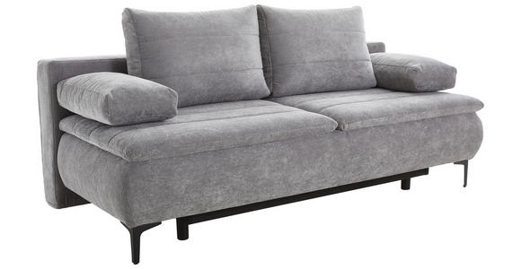 BOXSPRINGSOFA mit Schlafen auf Sitzhöhe, Stoffauswahl, Liegefunktion, Rücken echt Flachgewebe Grau - Schwarz/Grau, Design, Textil/Metall (204/93/100cm) - Novel