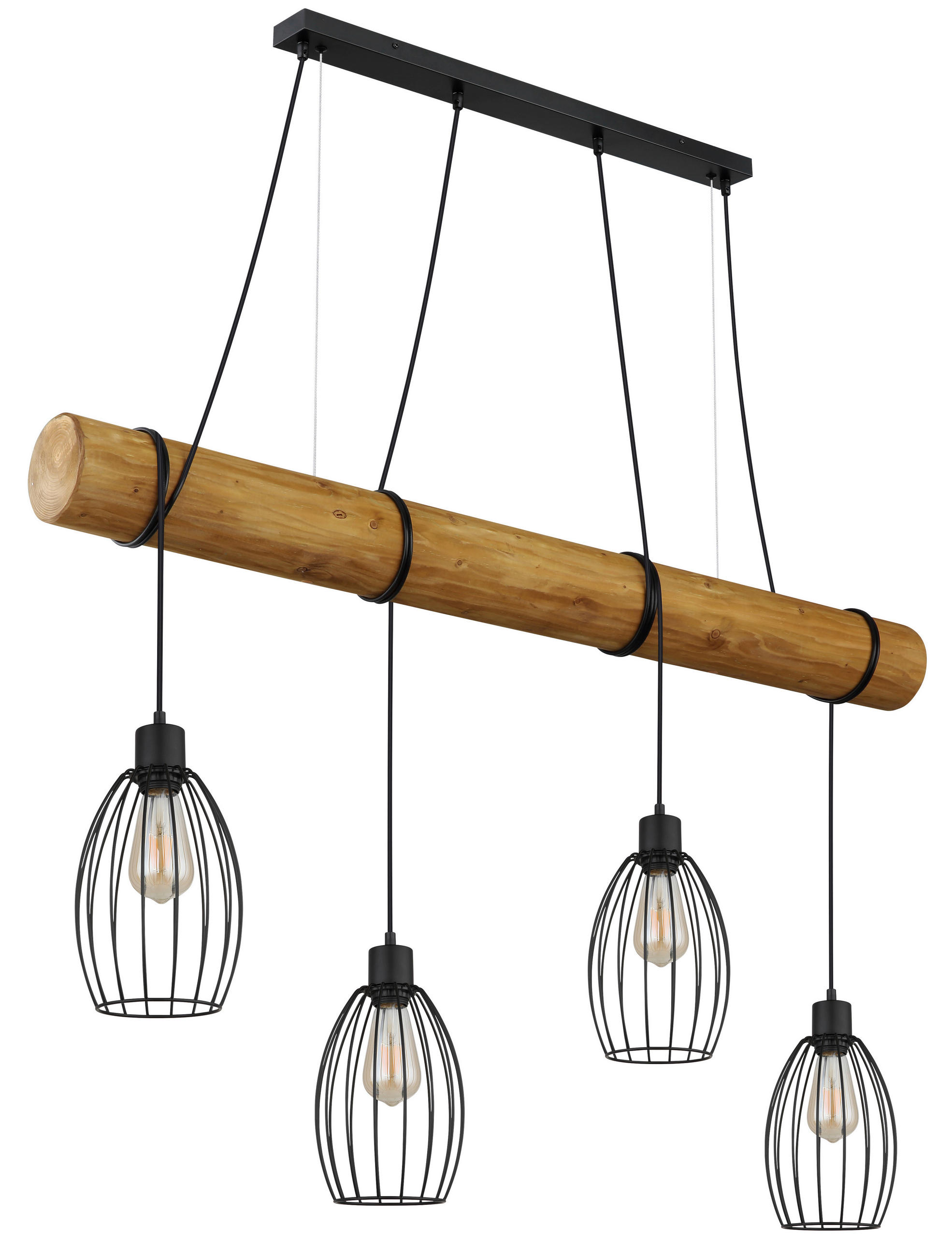 HÄNGELEUCHTE Berti 115/16/150 cm  - Schwarz/Braun, Design, Holz/Kunststoff (115/16/150cm) - Globo