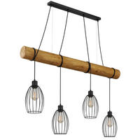 HÄNGELEUCHTE Berti 115/16/150 cm  - Schwarz/Braun, Design, Holz/Kunststoff (115/16/150cm) - Globo