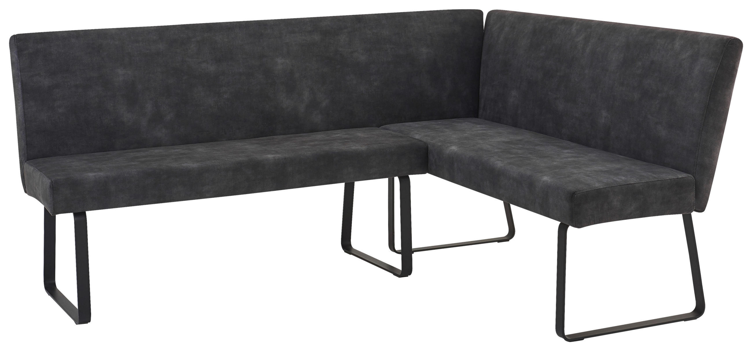 ECKBANK 155/197 cm Samt Dunkelgrau   - Dunkelgrau/Schwarz, LIFESTYLE, Textil/Metall (155/197cm) - MID.YOU