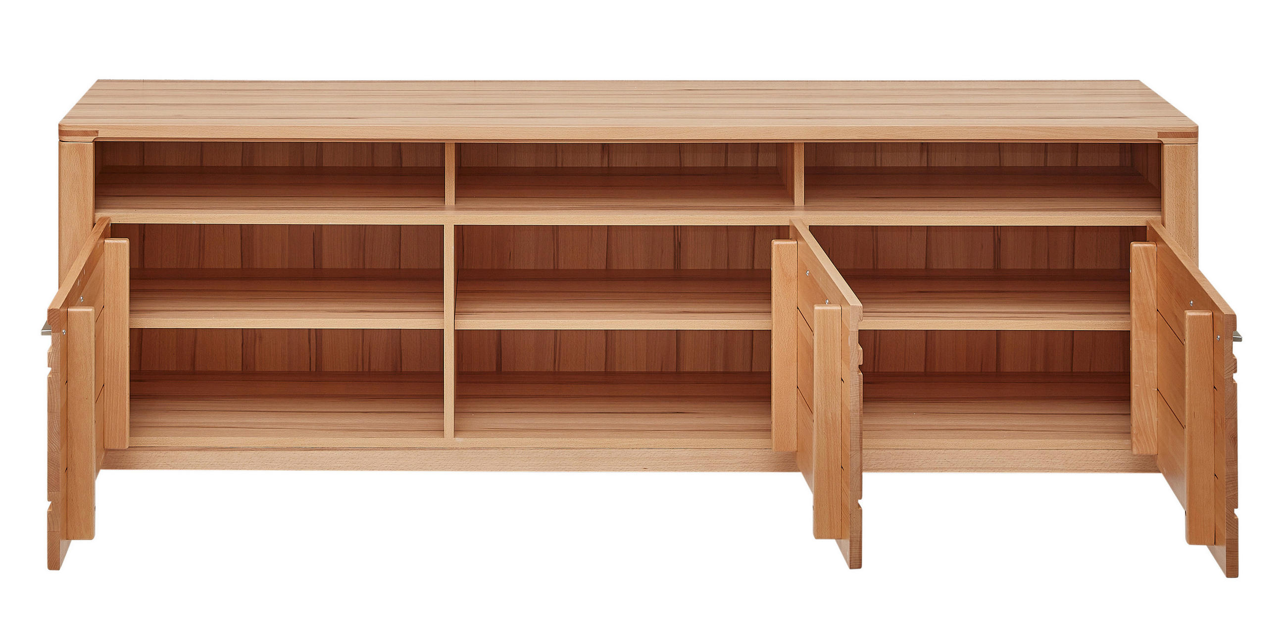 KOMODA POD TELEVIZI, jádrový buk, jádrový buk, 190/58/45 cm - jádrový buk/barvy nerez oceli, Natur, kov/dřevo (190/58/45cm) - Carryhome