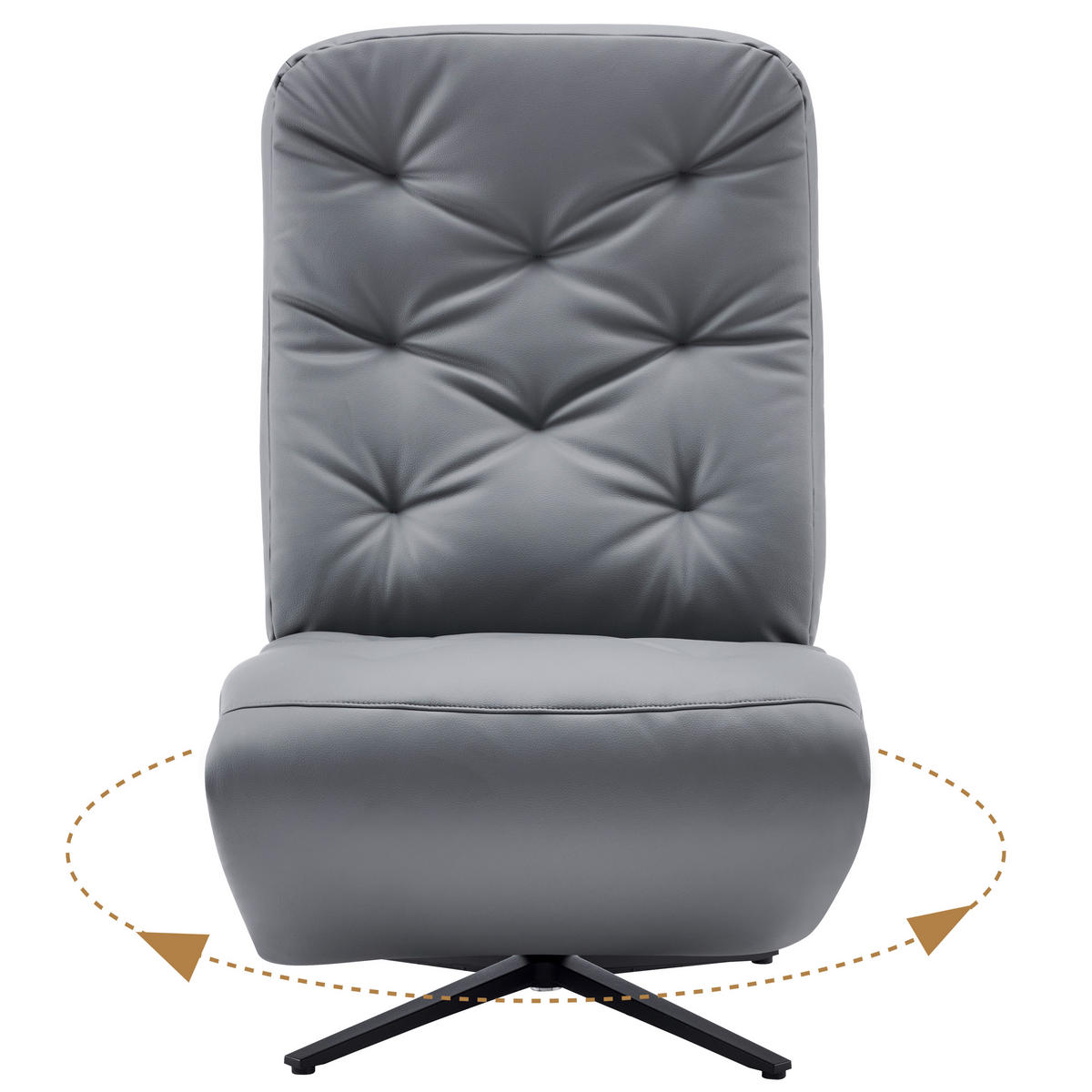 RELAXSESSEL NORA Lederlook, Mikrofaser    - Schwarz/Grau, Design, Textil/Metall (68/113/84cm) - Livetastic