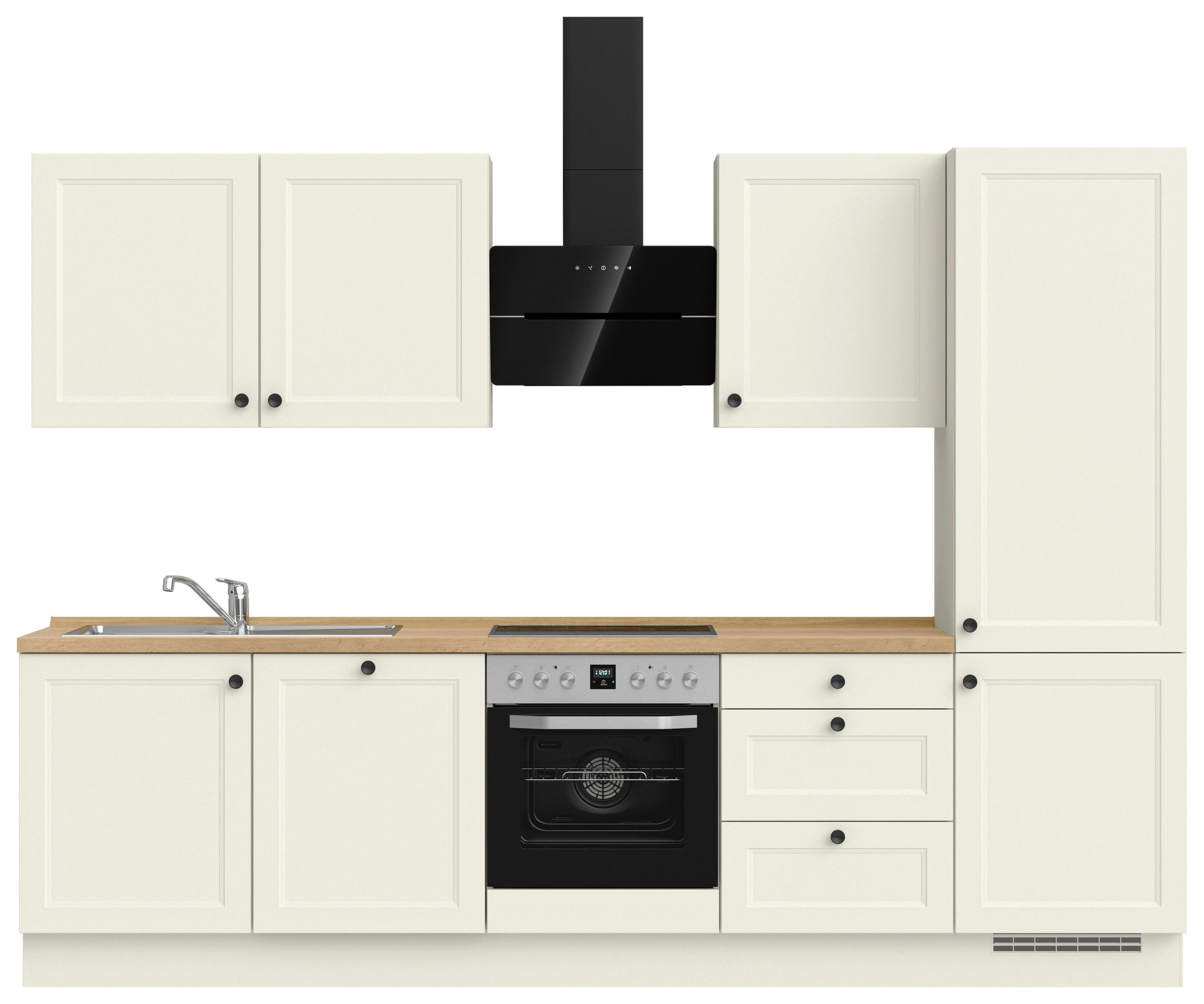 KÜCHENLEERBLOCK 300 cm   in Weiß, Eichefarben  - Eichefarben/Schwarz, MODERN, Holzwerkstoff/Metall (300cm) - Nobilia