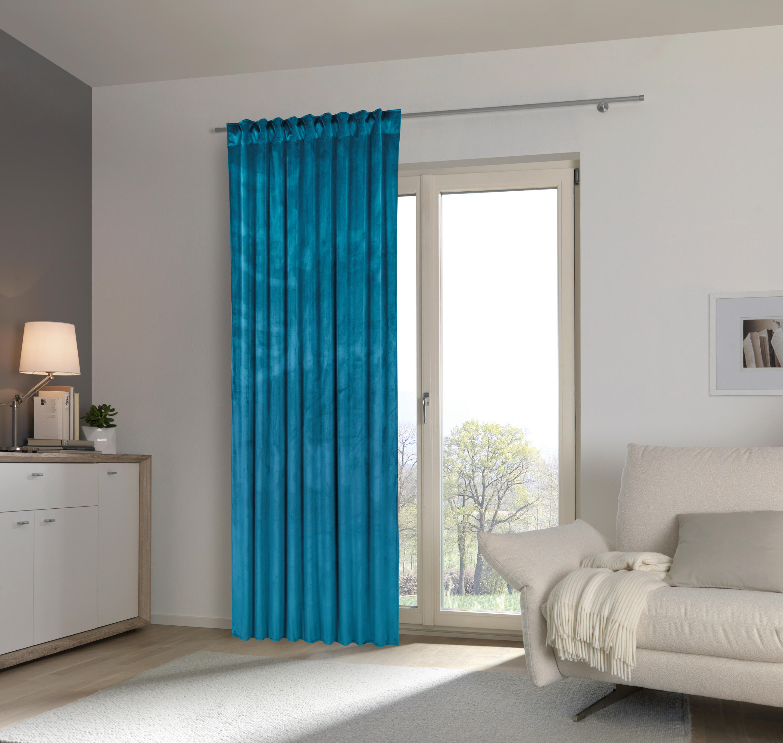 GARDINLÄNGD ej transparent  - petrol, Basics, textil (135/245cm) - Esposa