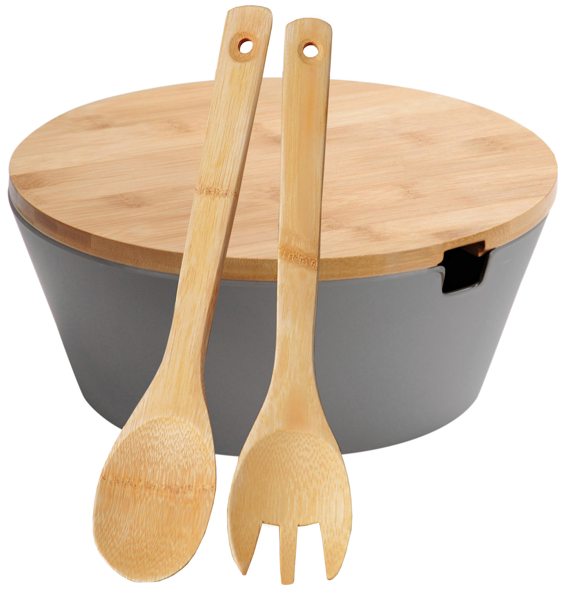 CASTRON PENTRU SALATĂ 26 cm  - gri, Design, plastic/lemn (26cm) - Homeware Profession.