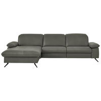 ECKSOFA  Echtleder Grau  - Schwarz/Grau, Design, Leder/Metall (169/307cm) - Beldomo Premium