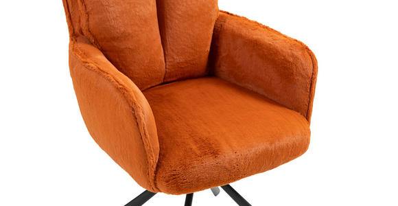 ARMLEHNSTUHL in Eisen Plüsch - Schwarz/Orange, Design, Textil/Metall (62/95/67cm) - Novel