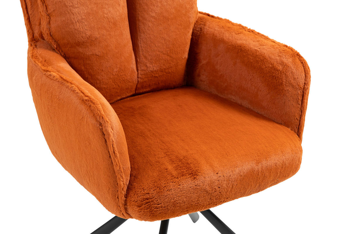 ARMLEHNSTUHL  in Eisen Plüsch  - Schwarz/Orange, Design, Textil/Metall (62/95/67cm) - Novel