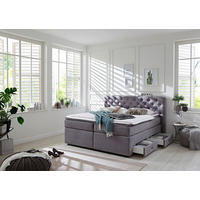 BOXSPRING KREVET    160/200 cm  - siva/crna, Moderno, tekstil/plastika (160/200cm) - MID.YOU