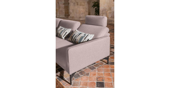 ECKSOFA in Flachgewebe, Struktur Rosa  - Anthrazit/Rosa, Design, Textil/Metall (230/254cm) - Ambiente