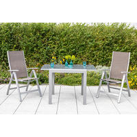 Gartenklappsessel 2er-Set Aluminium Silberfarben, Taupe  - Taupe/Silberfarben, KONVENTIONELL, Textil/Metall (60/108/70cm) - Gardenson