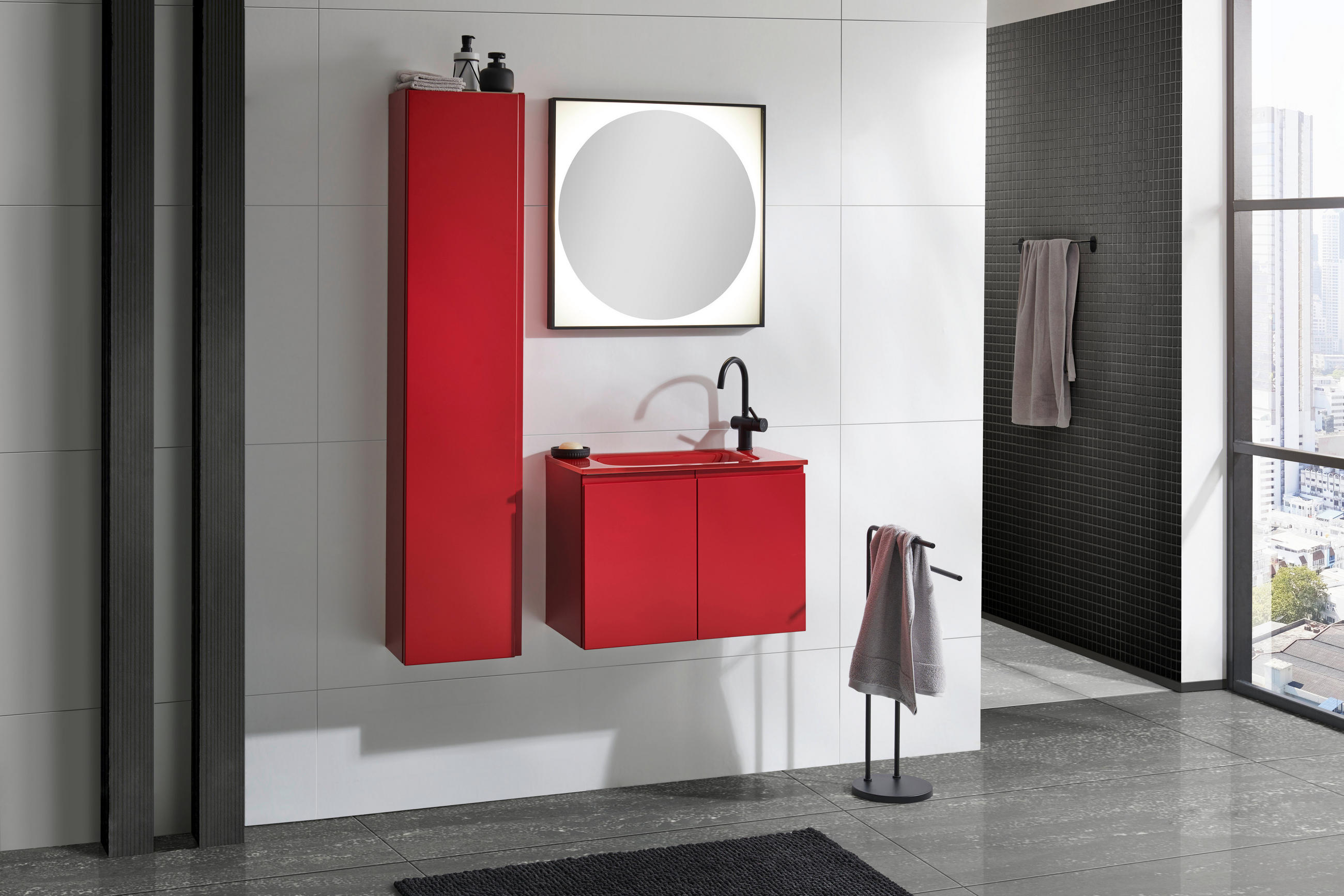 HOCHSCHRANK 35/162,5/25 cm  - Rot, Design, Glas/Holzwerkstoff (35/162,5/25cm) - Dieter Knoll