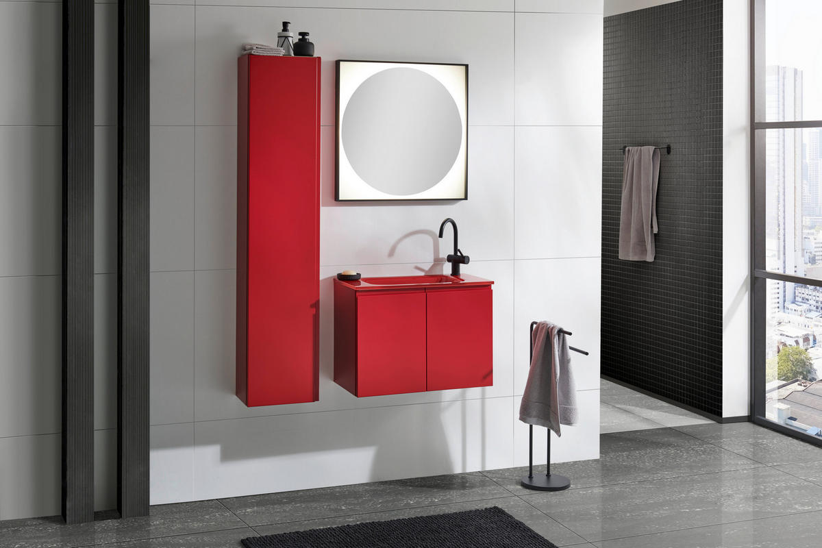 HOCHSCHRANK 35/162,5/25 cm  - Rot, Design, Glas/Holzwerkstoff (35/162,5/25cm) - Dieter Knoll
