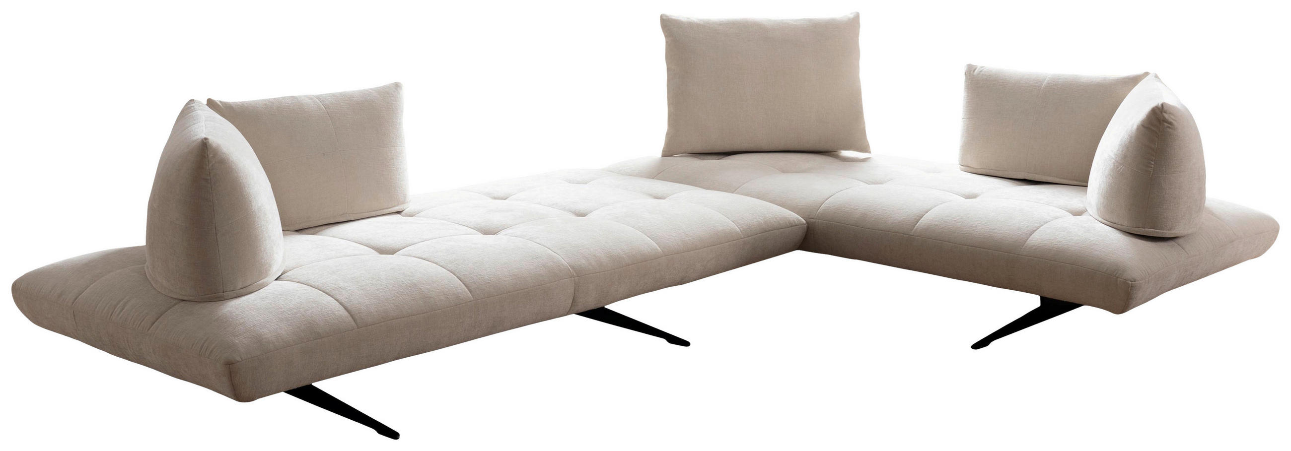 ECKSOFA Sofaschmiede in Mikrofaser Creme  345/230 cm  - Creme/Schwarz, Design, Textil (345/230cm) - Moderano