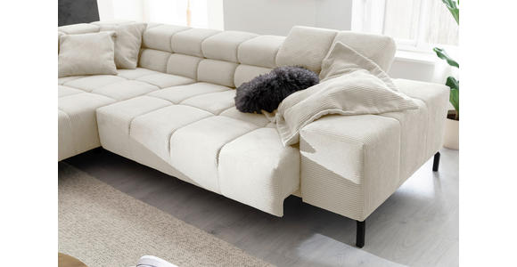 ECKSOFA inkl. Sitzvorzug Creme Cord  - Creme/Schwarz, Design, Textil/Metall (216/321cm) - Hom`in