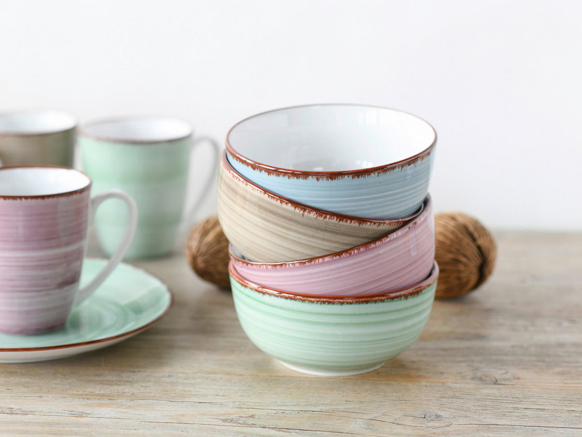 KOMBINOVANÁ SOUPRAVA, 16dílné, porcelán - modrá/růžová, Basics, keramika (34/31/32cm) - Creatable