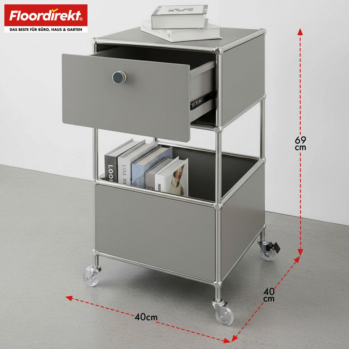 REGAL Grau  - Grau, Basics, Metall (40/69/40cm) - Floordirekt