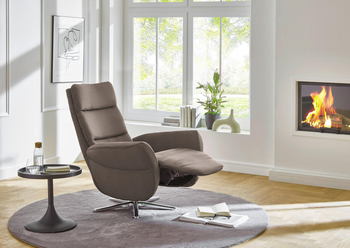 RELAXSESSEL Textil Taupe  - Taupe/Chromfarben, Design, Textil/Metall (78/113/83cm) - Beldomo Speed