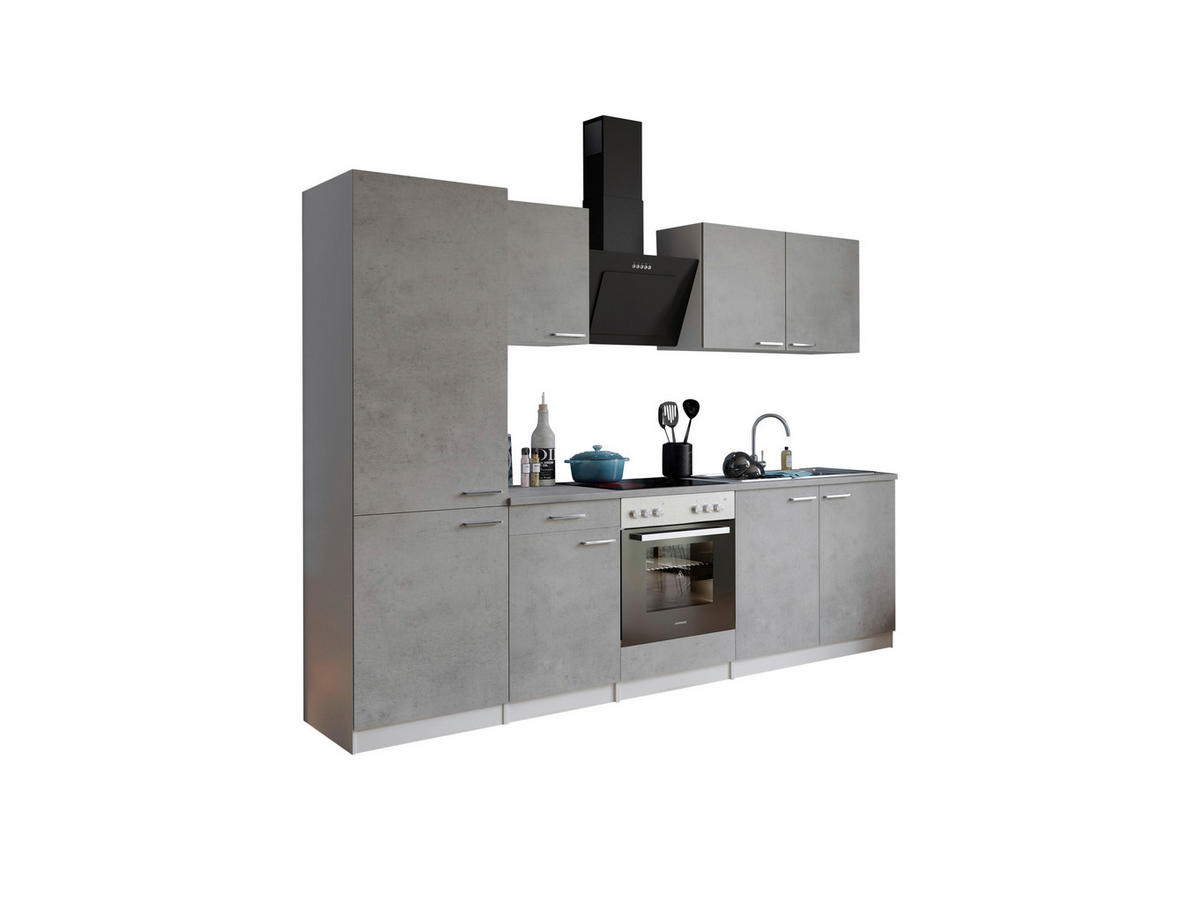 KÜCHENBLOCK 270 cm   in Grau, Weiß  - Edelstahlfarben/Weiß, Basics, Holzwerkstoff/Metall (270cm) - Respekta