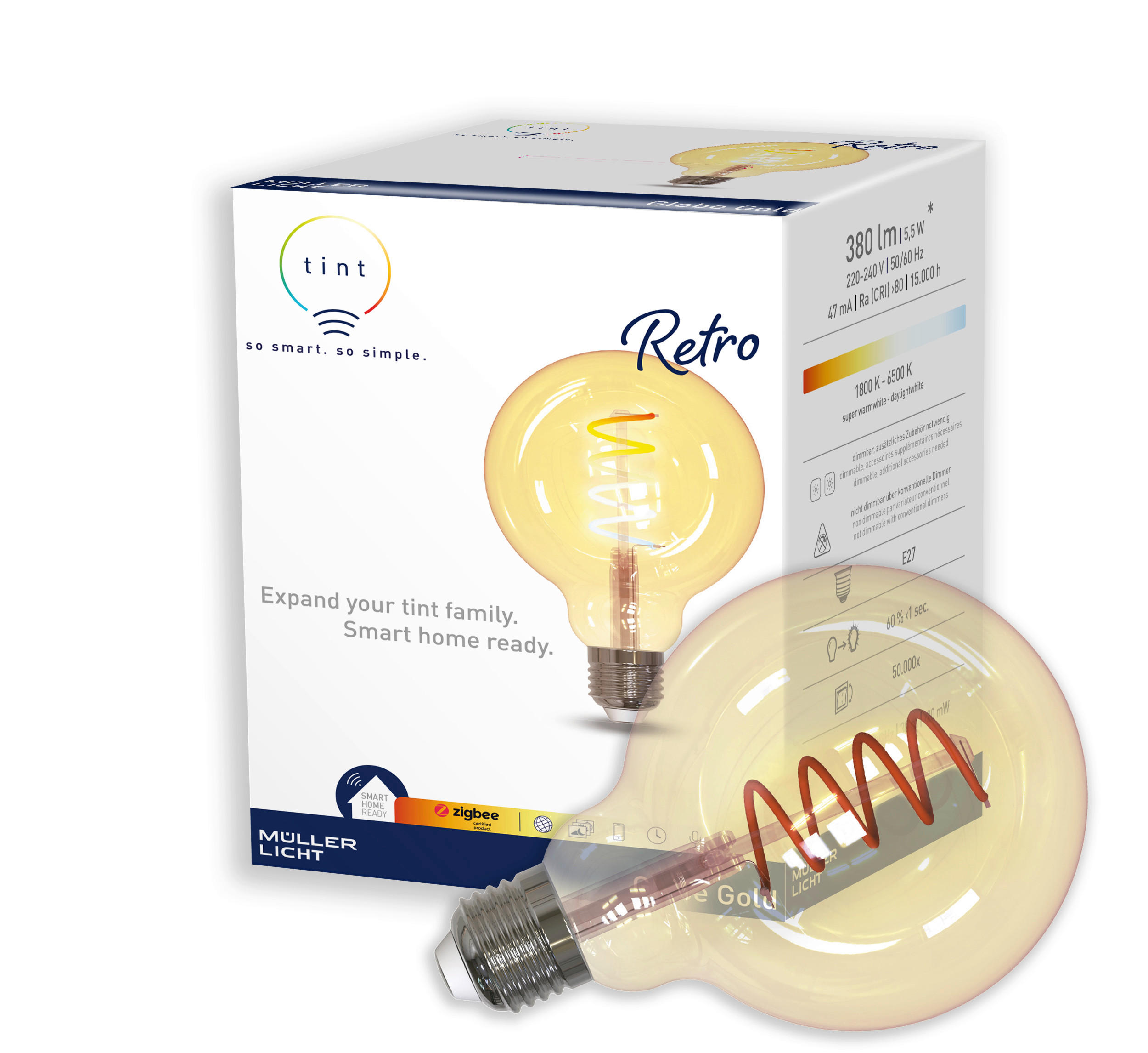 LED-FILAMENT-LEUCHTMITTEL   E27 380 lm  - Goldfarben, Basics, Glas (9,5/14/9,5cm) - Tint